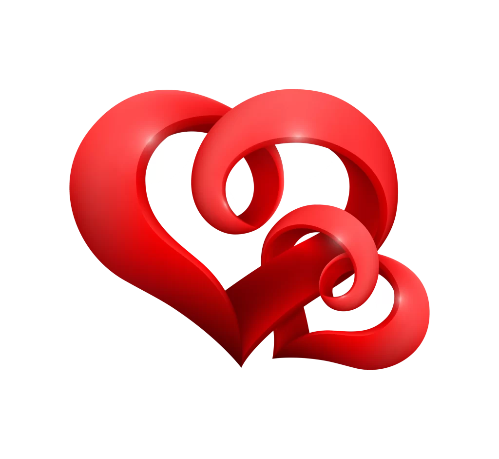 Red Glossy 3D Heart White Background