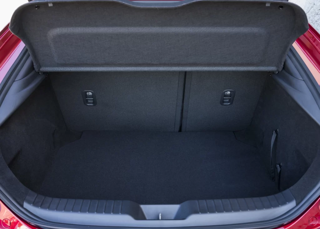 Red Hatchback Open Trunk View