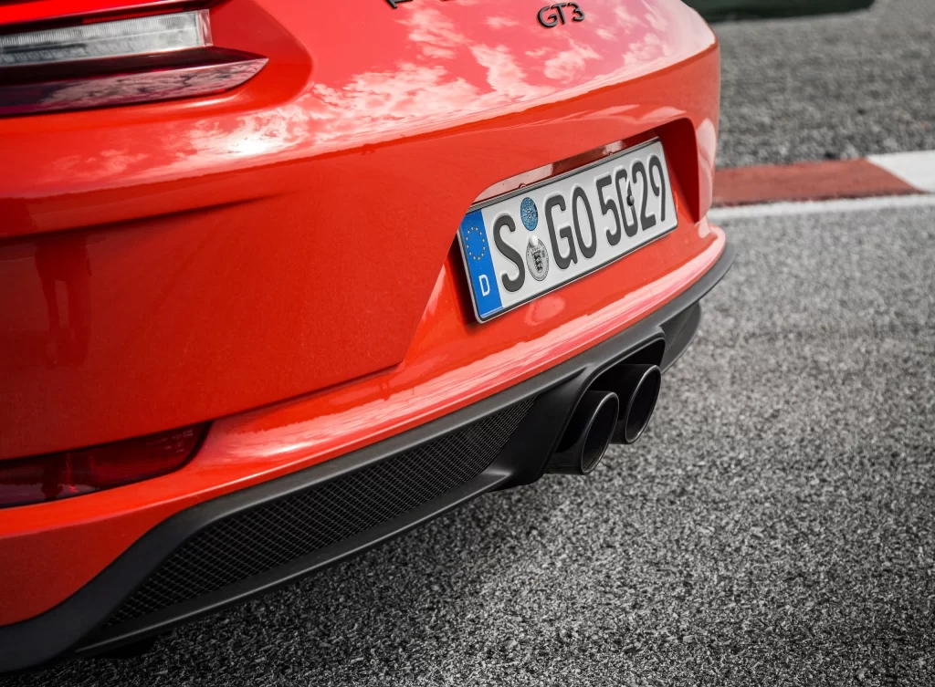 Red Porsche GT3 Sports Car Rear View