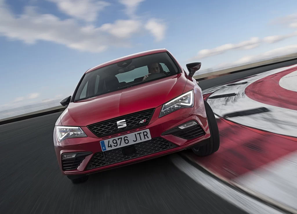 Red Seat Hatchback Track Side View