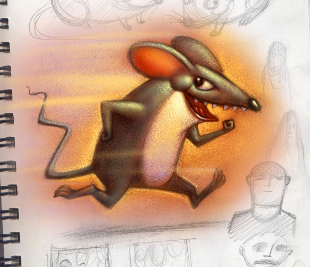 Running Cartoon Mouse Character Illustration