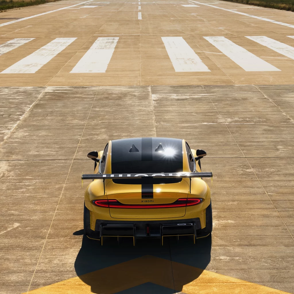 SU7 Ultra Yellow Rear Studio View