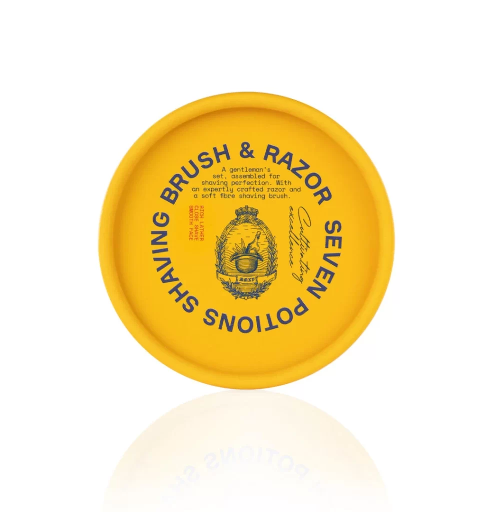 Seven Potions Shaving Brush & Razor Label