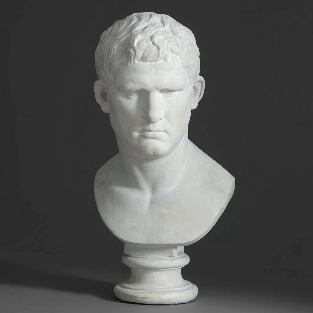 Short Hair Man Plaster Bust Pedestal View