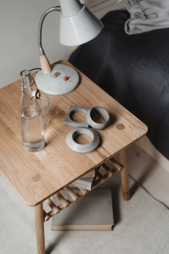 Side Table Lamp Wood Gray Interior