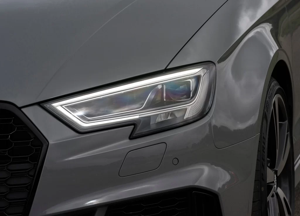 Silver Audi Sedan LED Headlight Front View