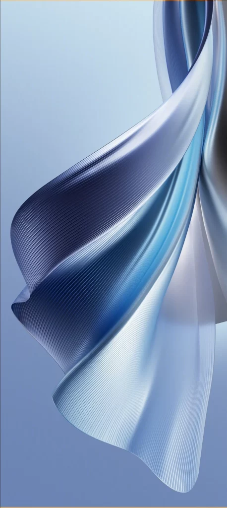 Silver Blue Flowing Ribbons Abstract 3D Render