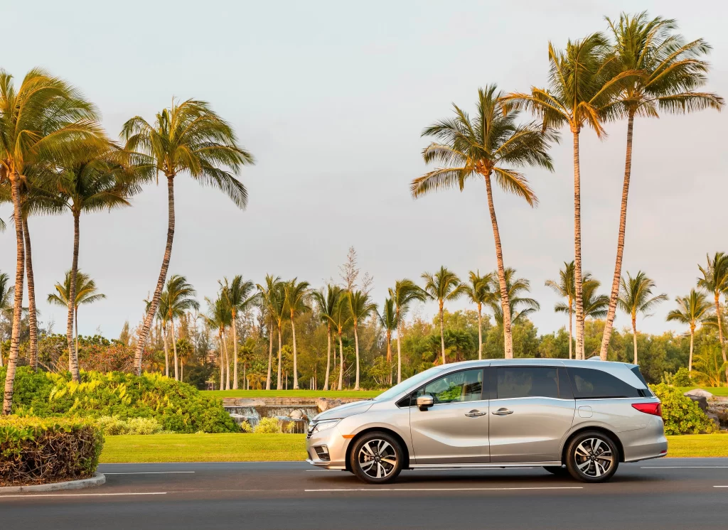 Silver Minivan Road View
