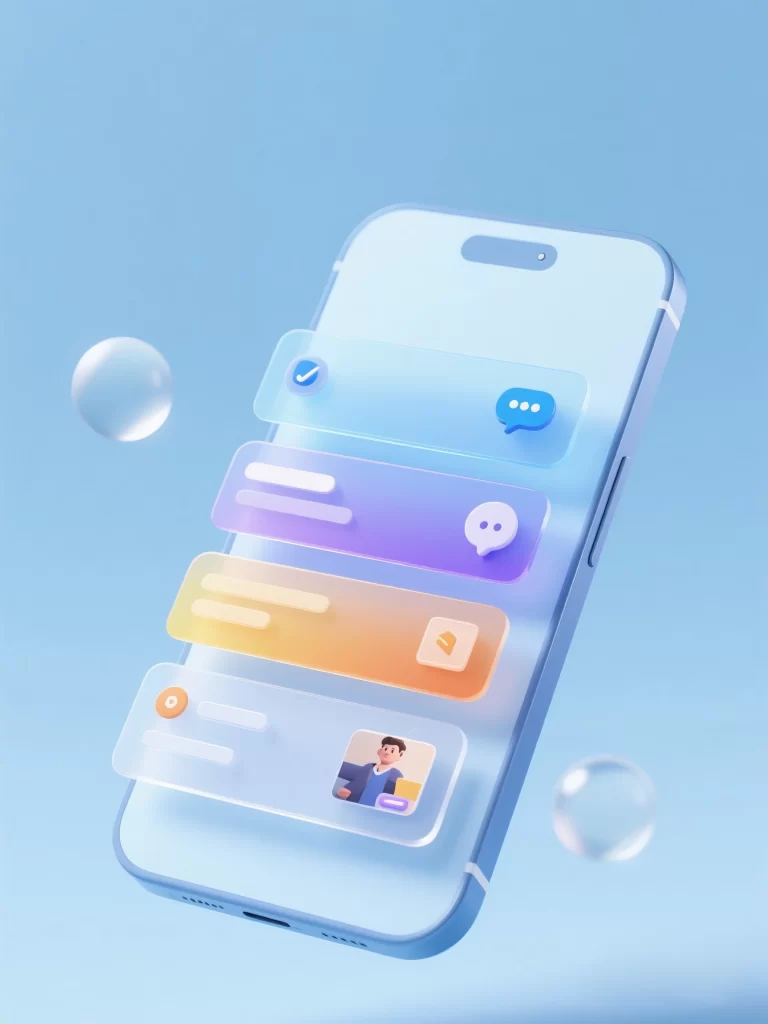 Smartphone Chat Bubbles Blue 3D Illustration