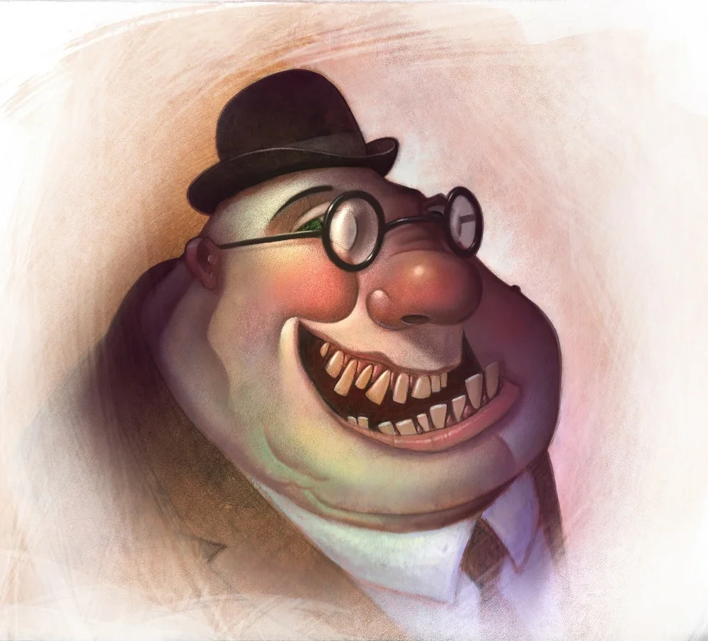 Smiling Man With Bowler Hat And Glasses Illustration