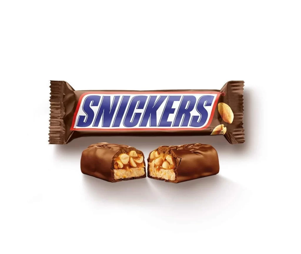 Snickers Candy Bar White Background Packaging