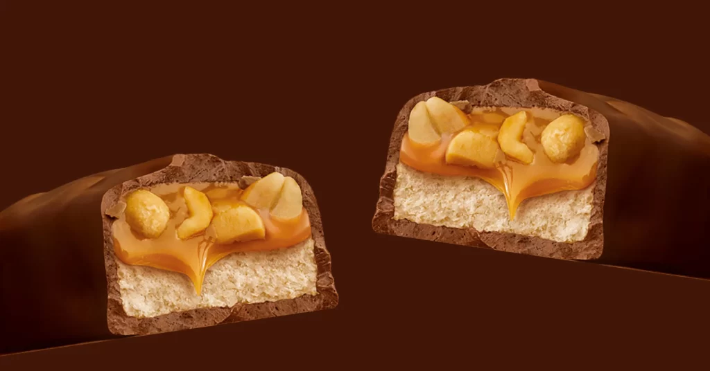 Snickers Candy Bar Chocolate Coating Close Up