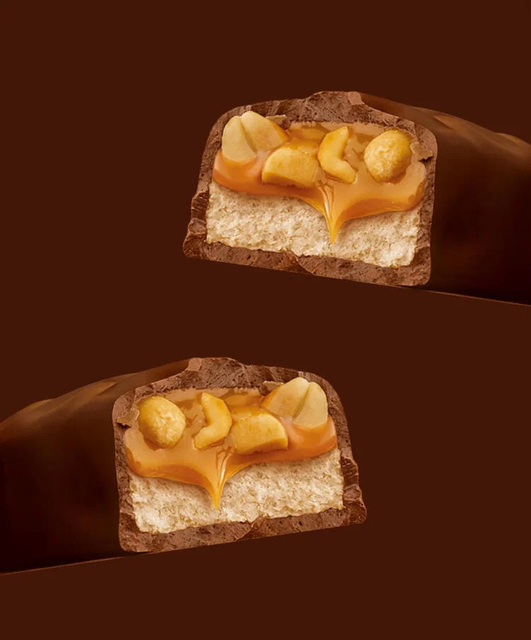 Snickers Candy Bar Cross Section Close Up