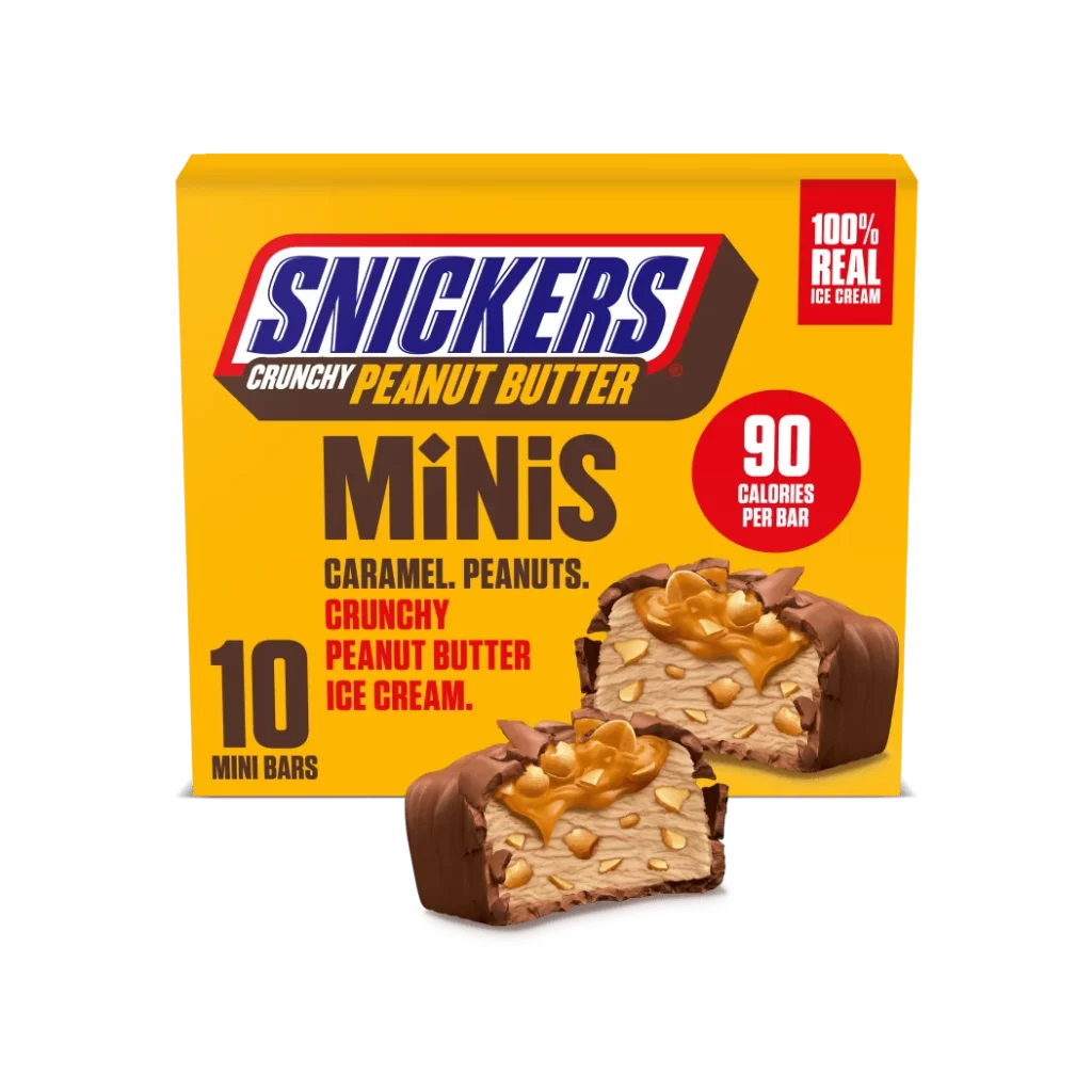 Snickers Crunchy Peanut Butter Mini Ice Cream Bars Packaging