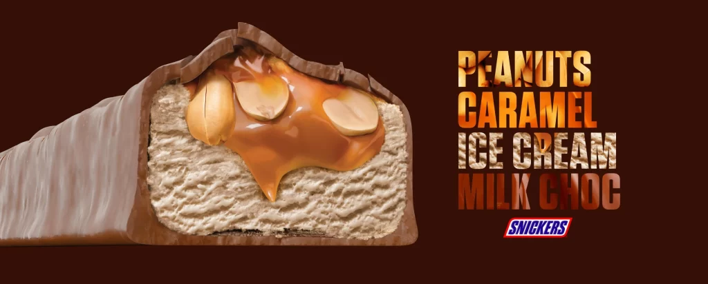 Snickers Candy Bar Peanut Caramel Filling Close Up