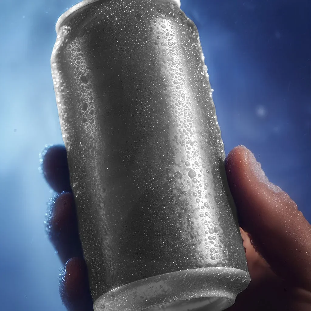 Soda Can Mockup Hand Holding Condensation
