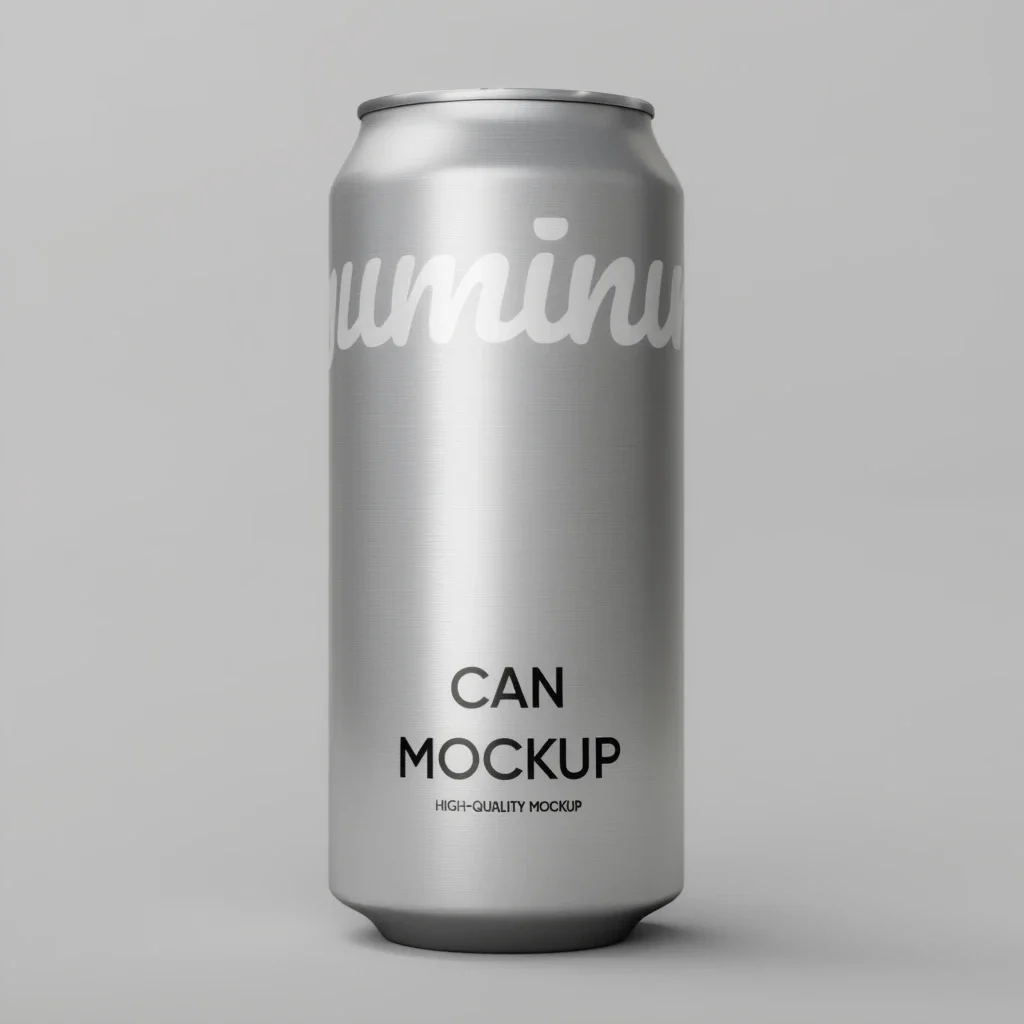 Soda Can Mockup Label Design Gray