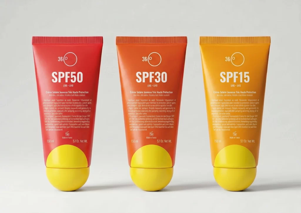 Sunscreen Lotions With Different Spf Levels Tube View