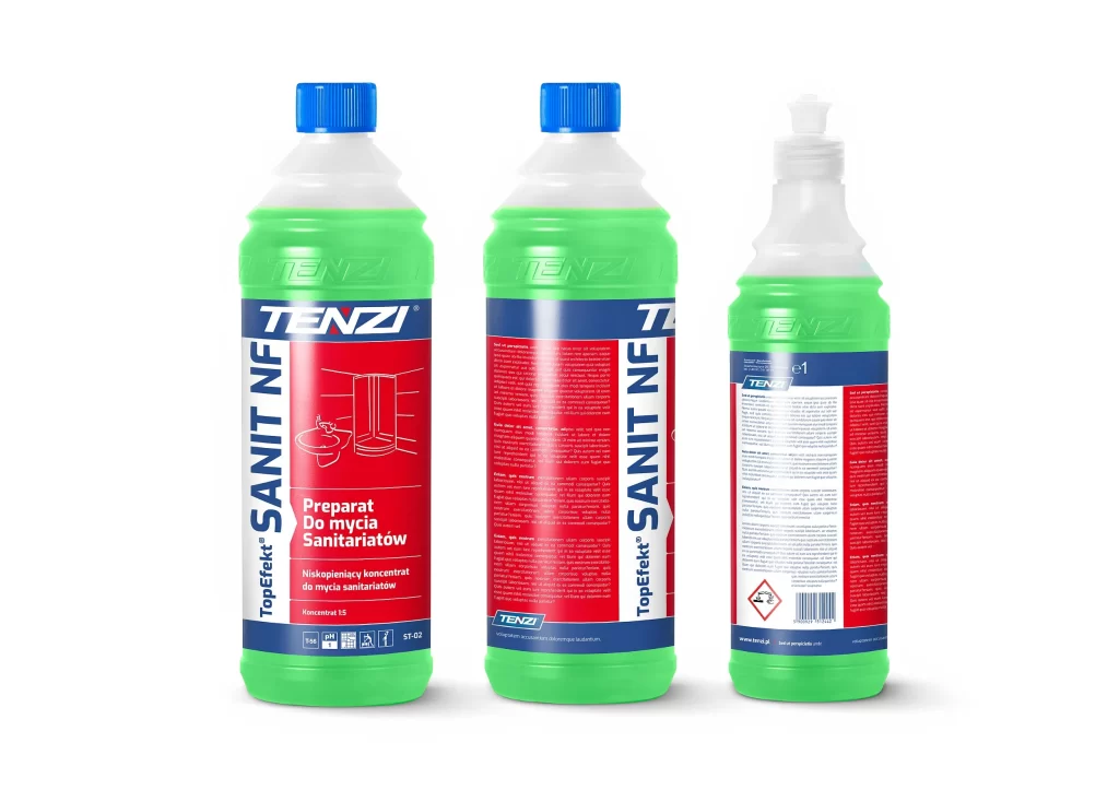 TENZI TopEfekt Sanit NF Cleaning Fluid Green Bottles Packaging