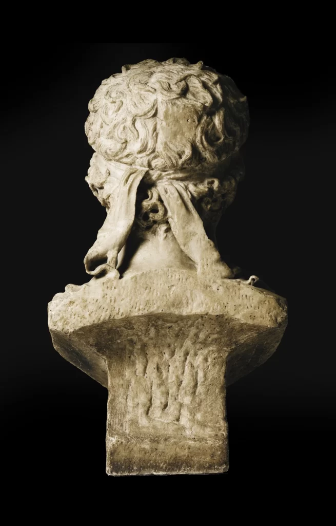 Marble Head Bust Ribbon Black Background