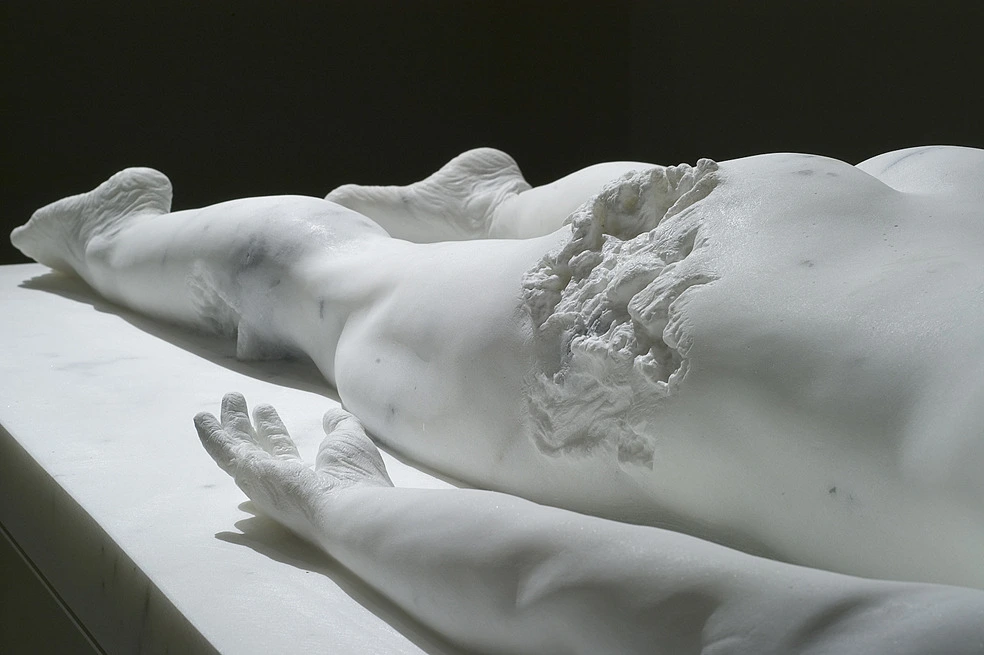White Marble Sculpture Dark Background