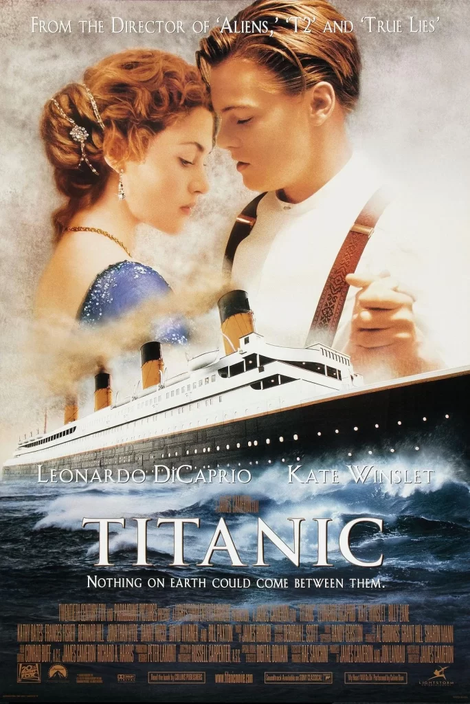 Titanic Movie Poster Blue Gold Award View