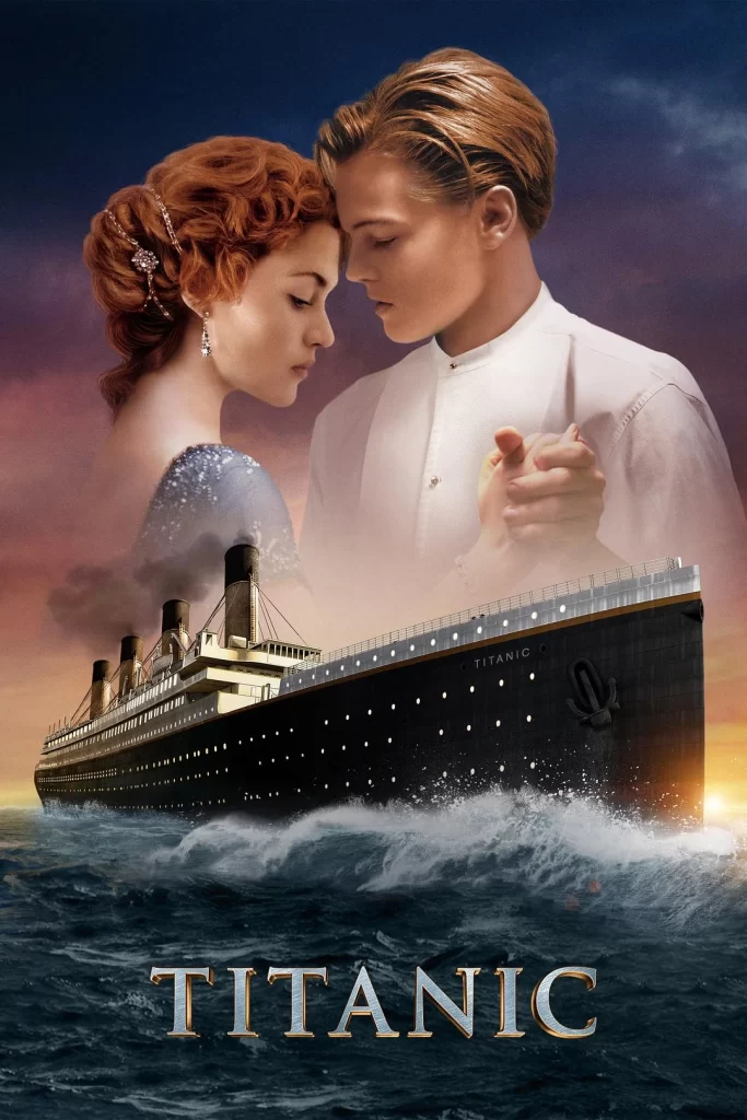 Titanic Movie Poster Blue Orange Bottom Title View