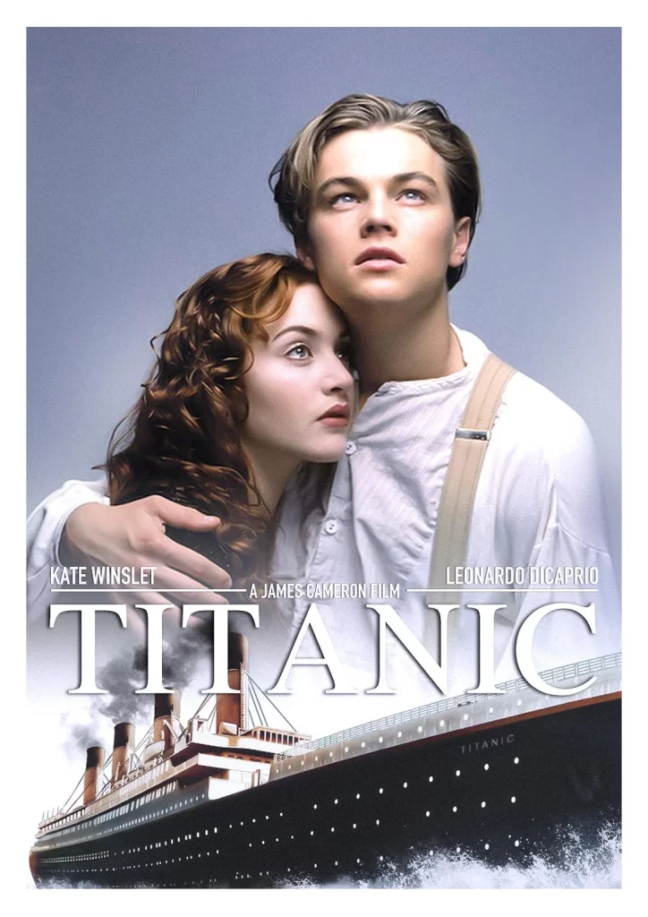 Titanic Movie Poster Blue White Classic Credit View