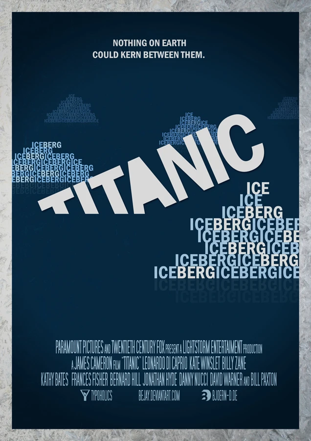 Titanic Movie Poster Dark Blue Credit Block View