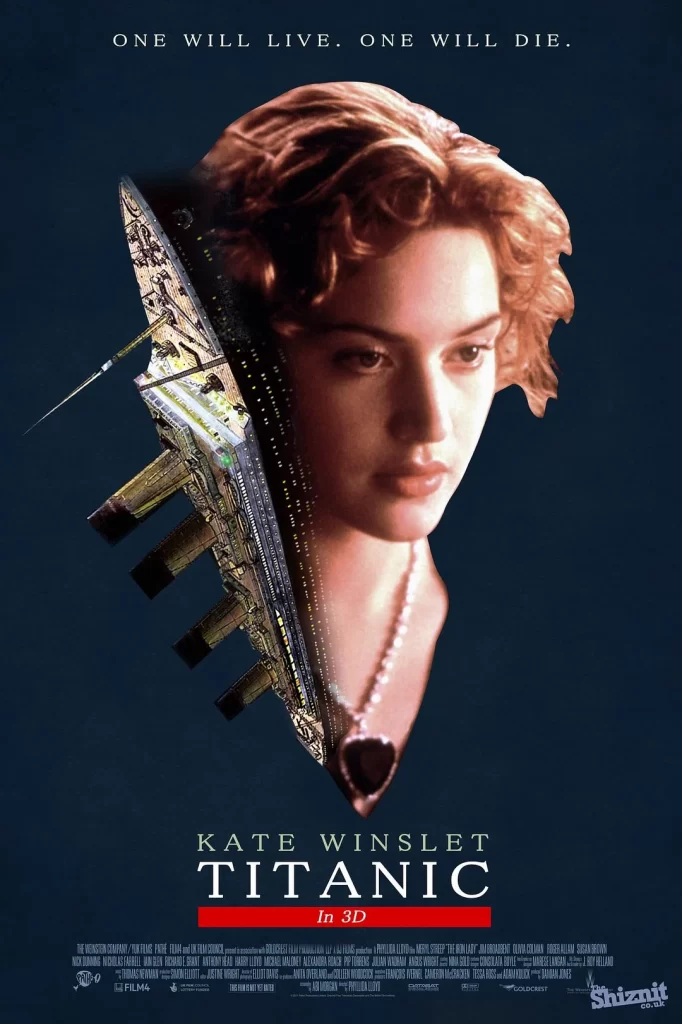 Titanic Movie Poster Dark Blue Red Accent View