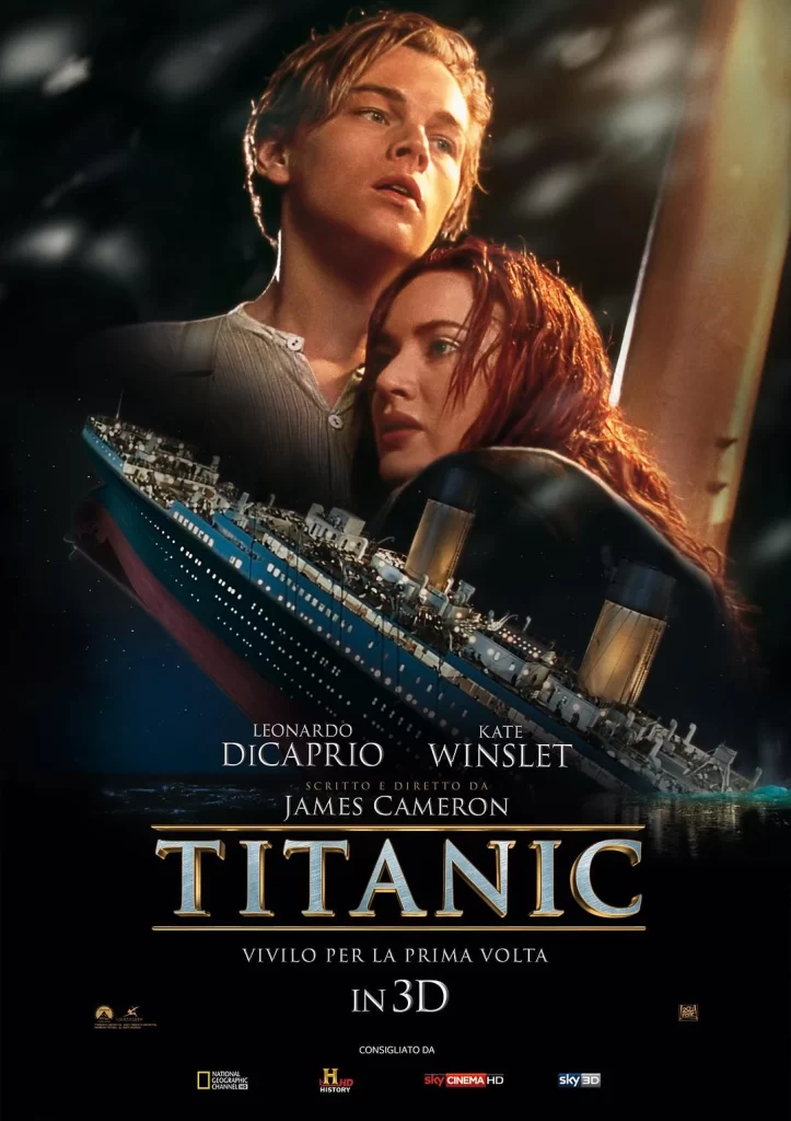 Titanic Movie Poster Dark Gold Credits View