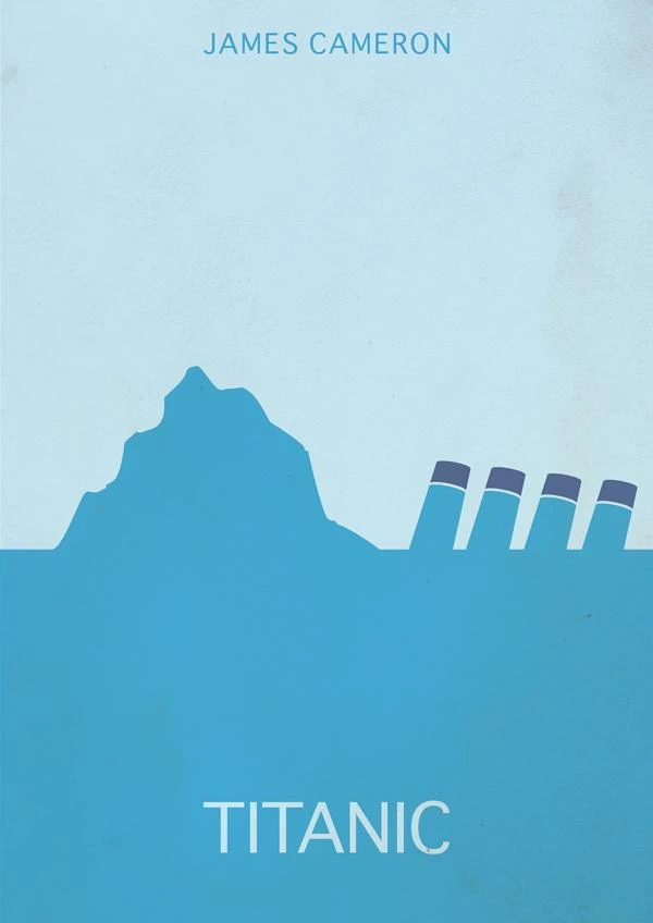 Titanic Ship Poster Blue Line View