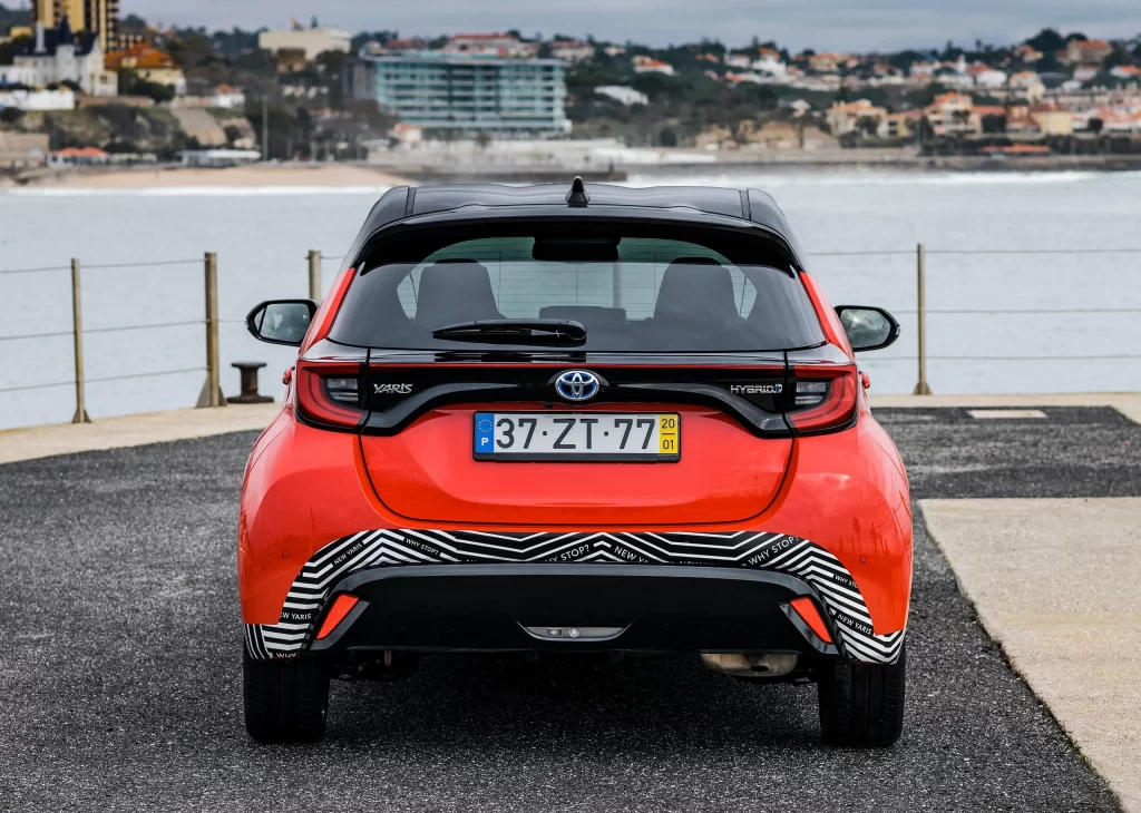 Toyota Yaris Hybrid Rear View Red Car Photography
