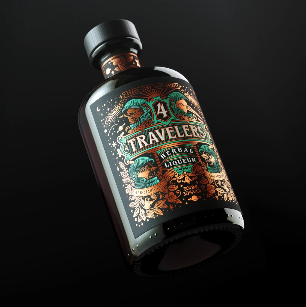 Travelers Herbal Liqueur Bottle View