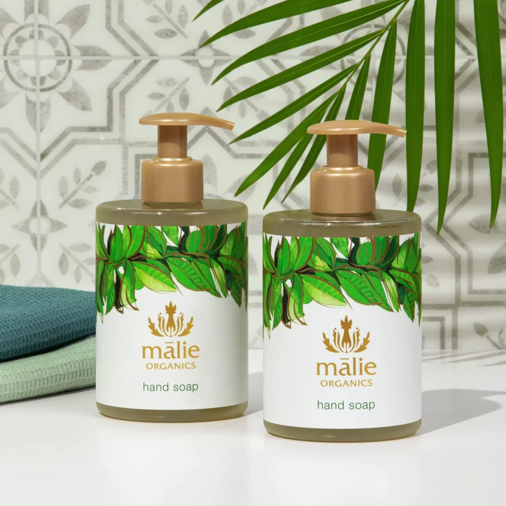 Two Hand Soap With Leaf Design Bottle
