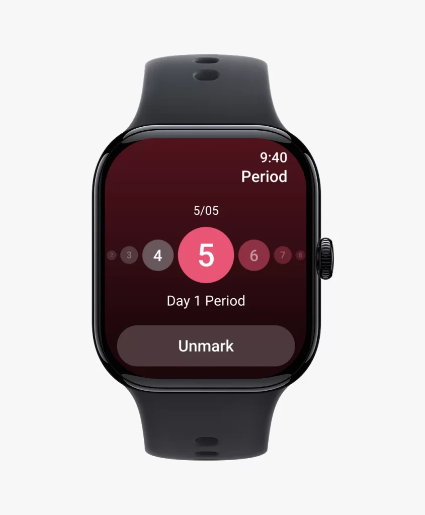Vivo Smartwatch Period Tracking Screen UI
