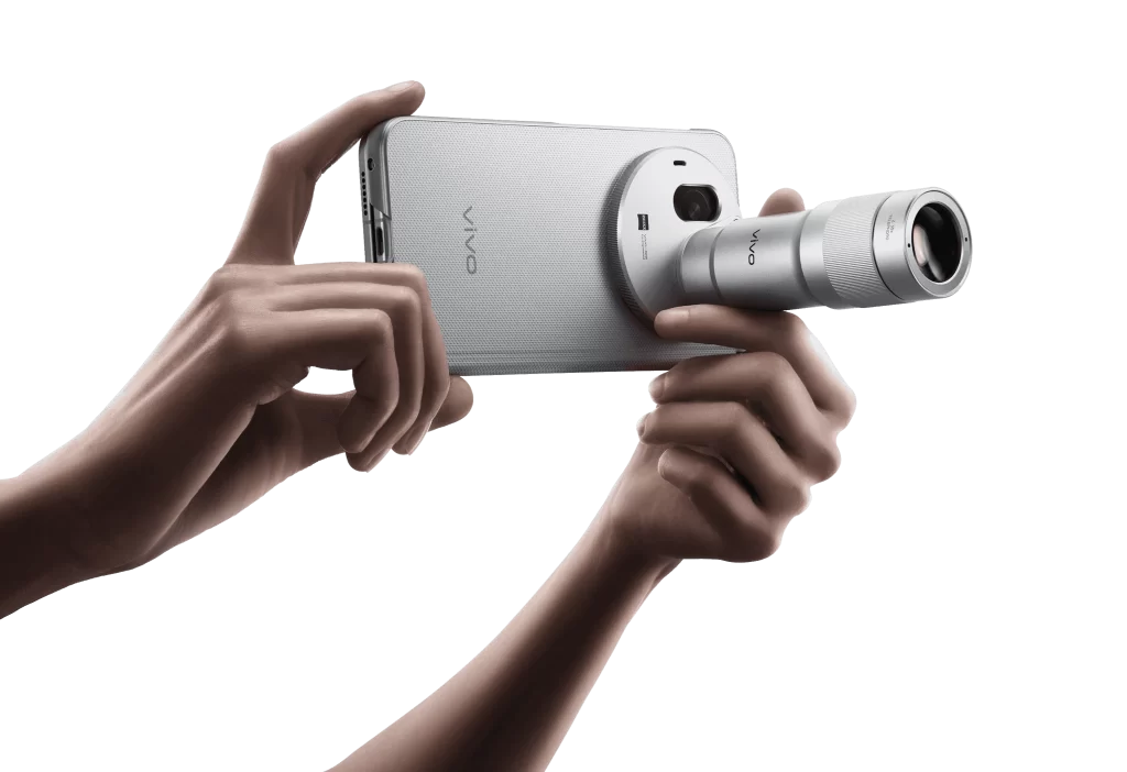 Vivo Phone Silver Telephoto Lens Hands