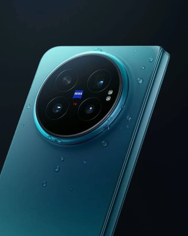 Vivo Phone Teal Water Droplets Back View