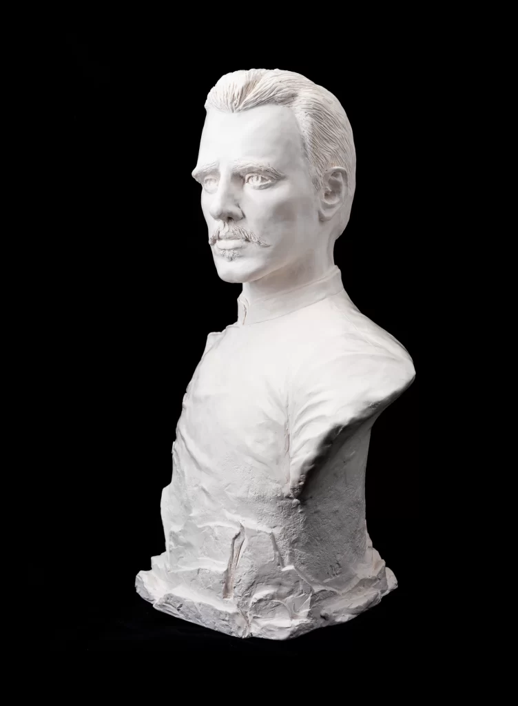 Weathered Man Plaster Bust Profile View