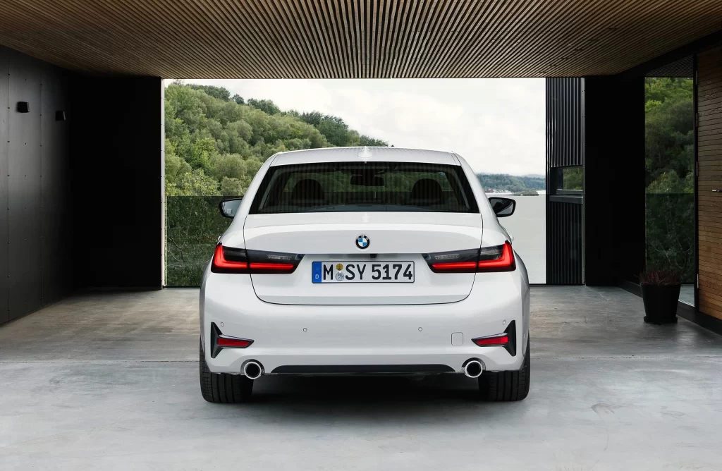 White BMW Sedan Rear View