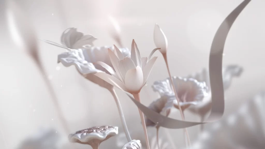 White Flower 3D Background