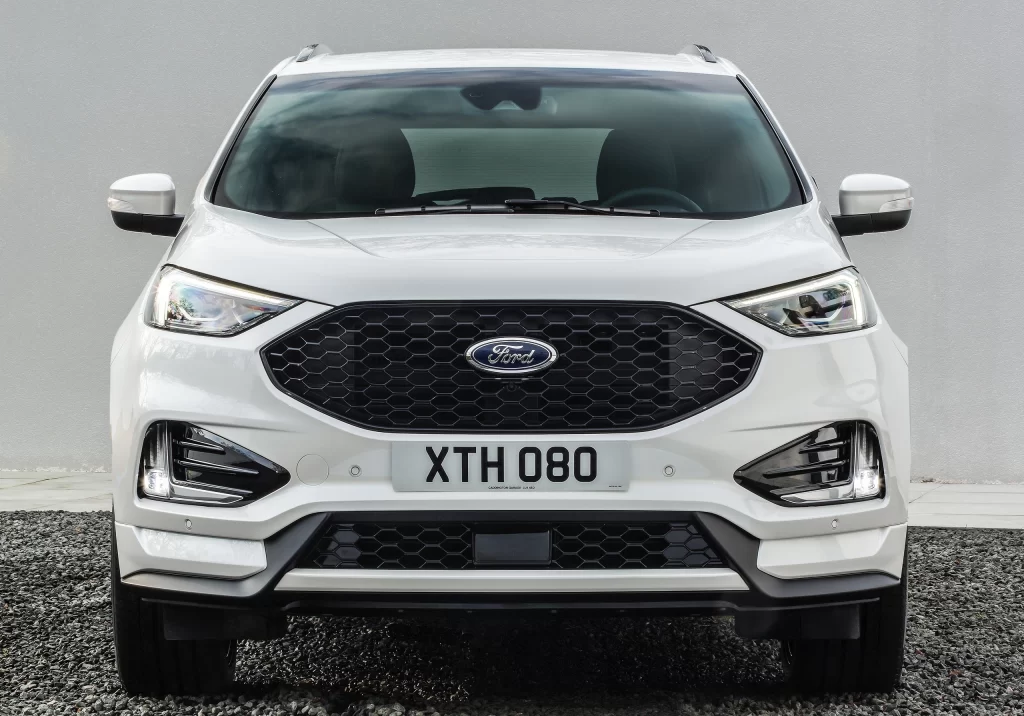 White Ford SUV Honeycomb Grille Front View