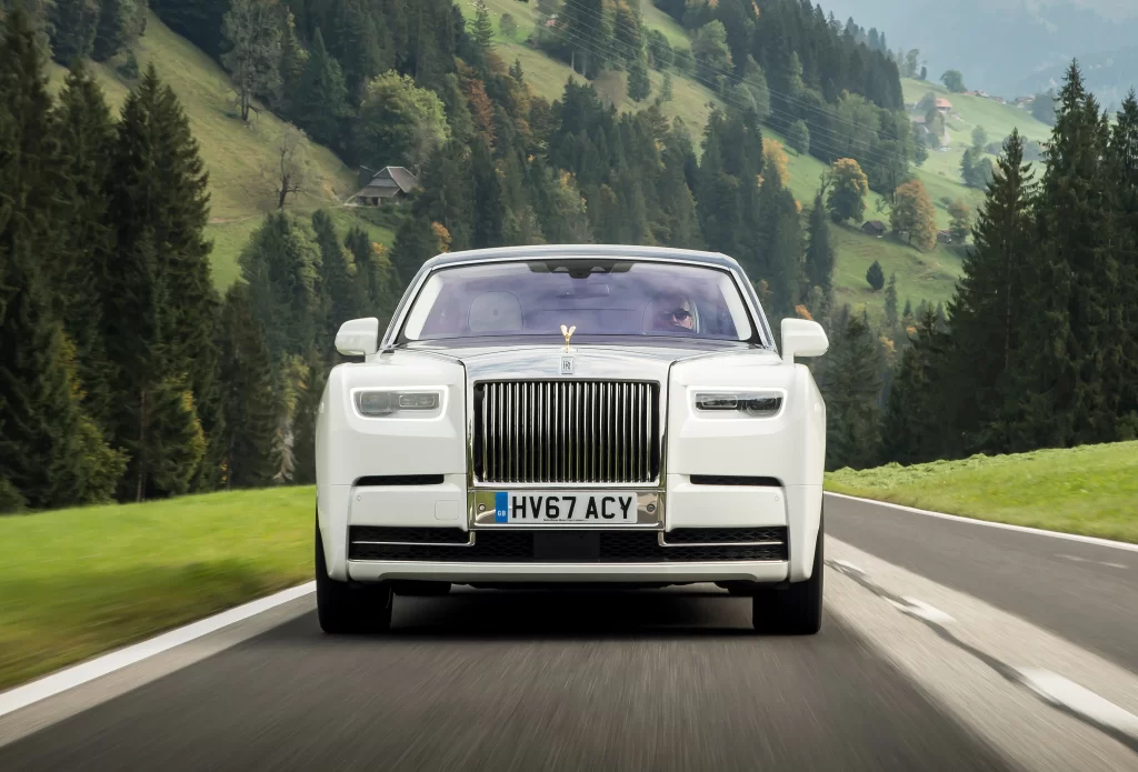 White Rolls Royce Road View