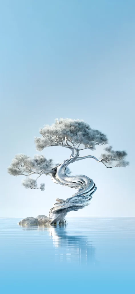 Blue Bonsai Tree Sculpture