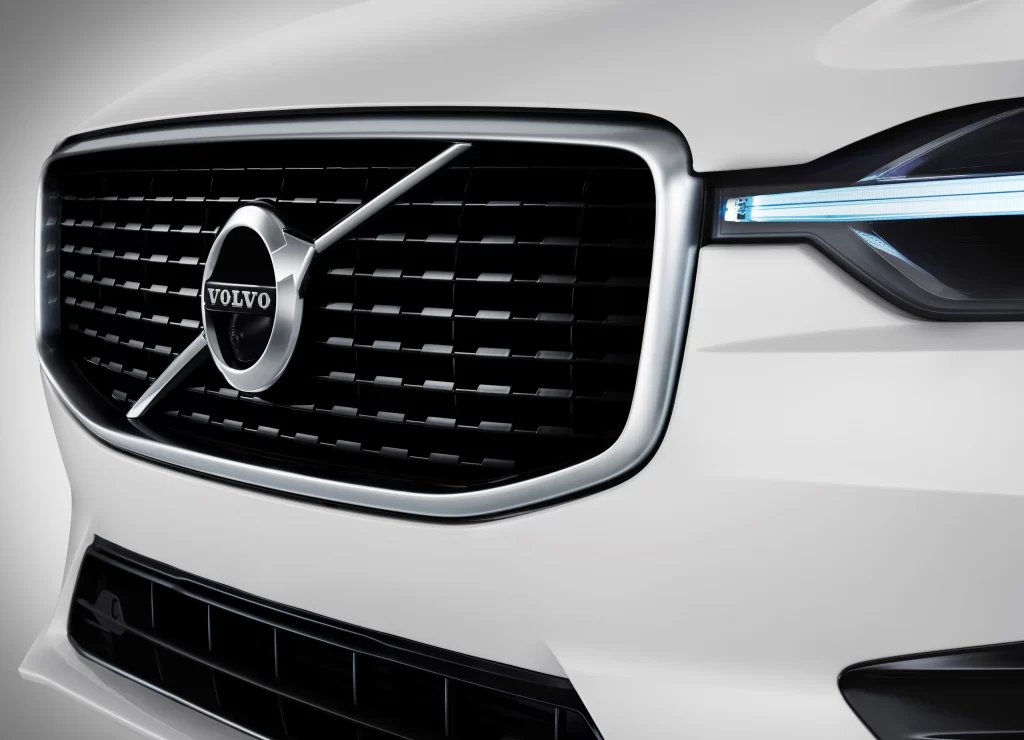 White Volvo SUV Front Grille Close Up