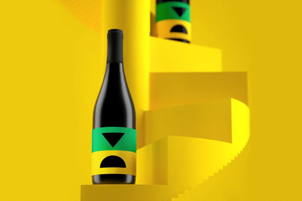 Wine With Geometric Label Design Bottle Design