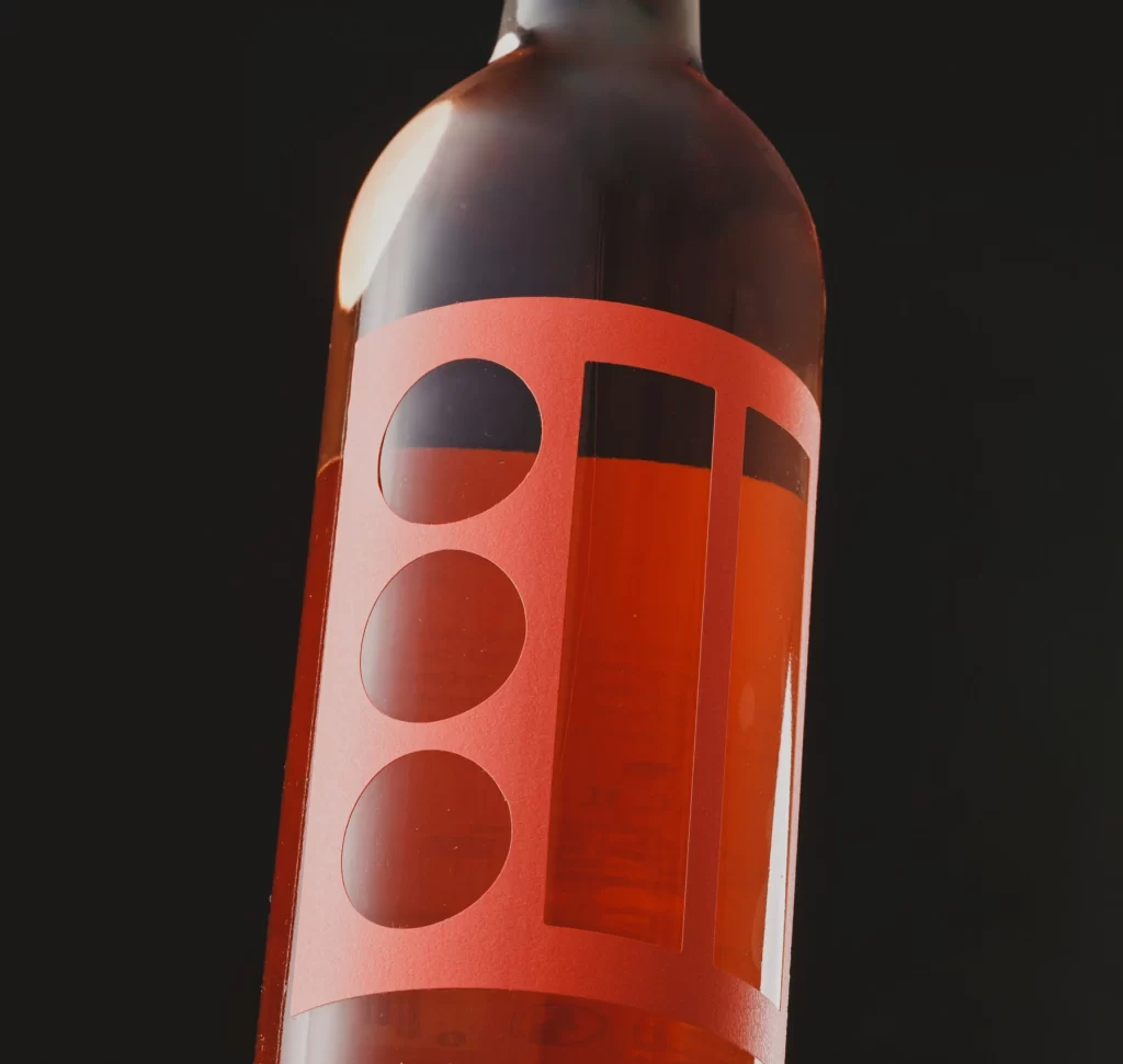 Wine With Red Label Bottle