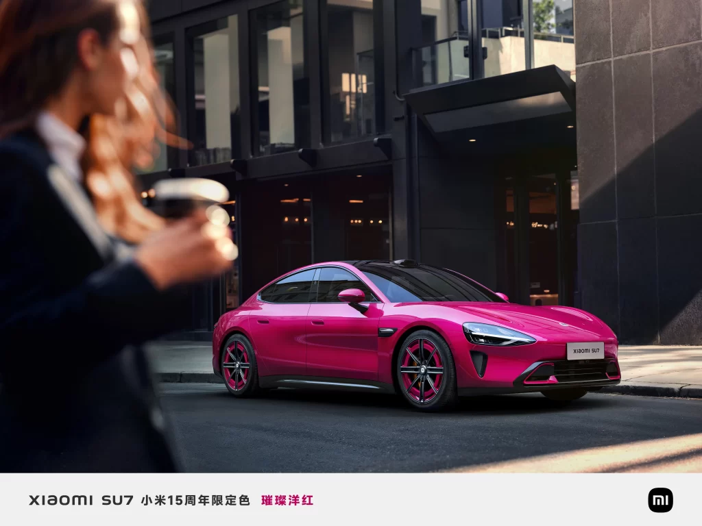 Xiaomi SU7 Pink Person Advertisement