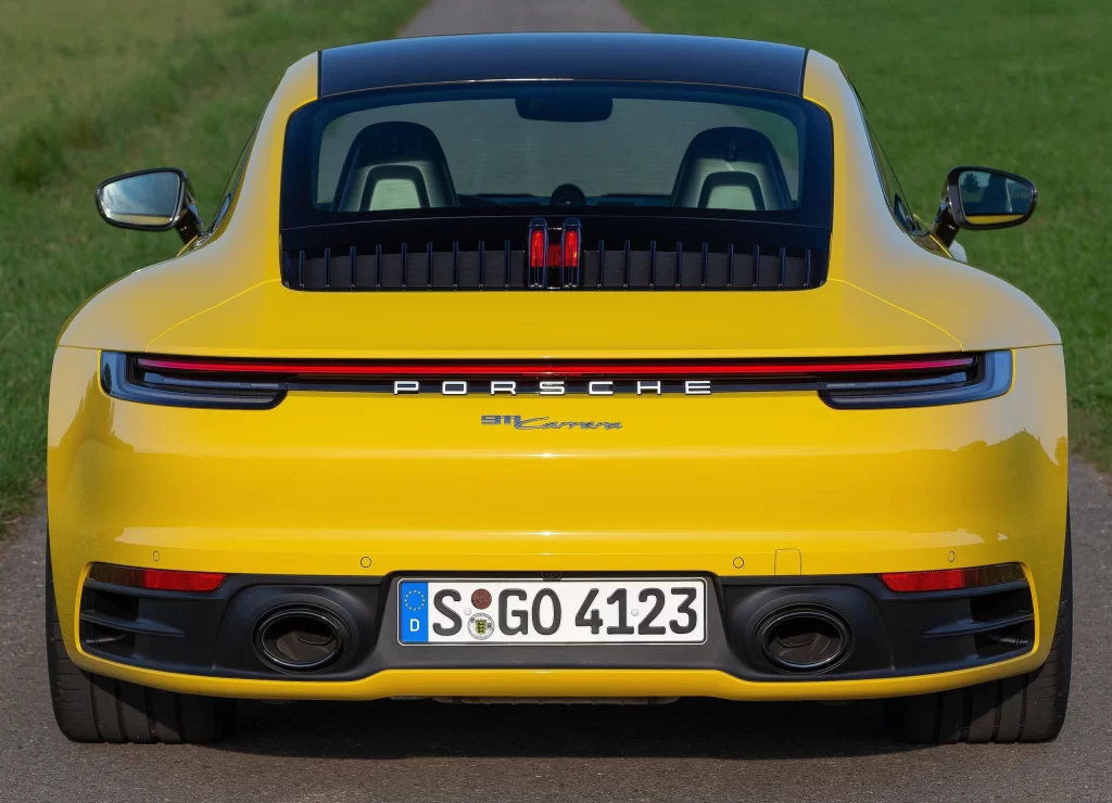 Yellow Porsche 911 Carrera Rear View