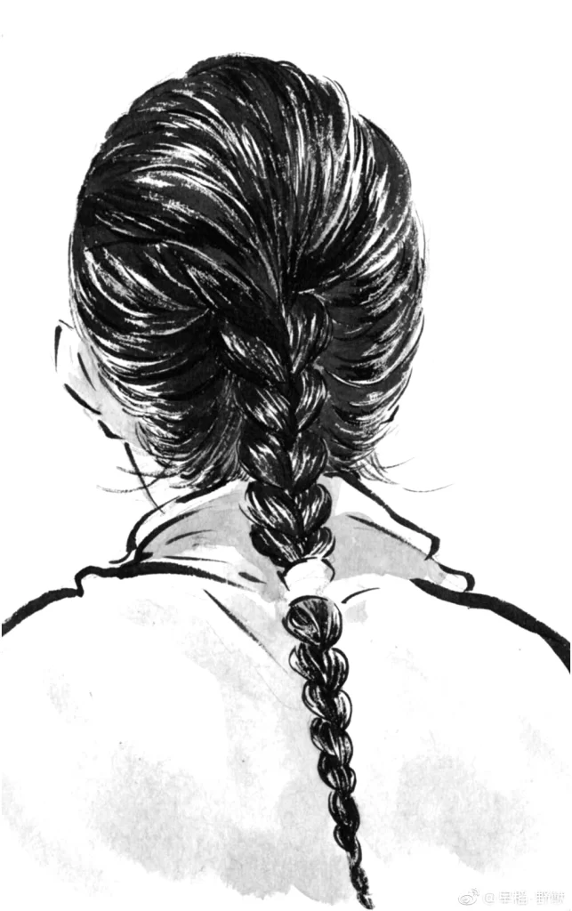 Black Haired Figure Long Braid Back View Zao Dao
